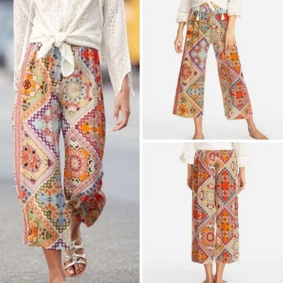 Johnny Was Jade Lucero silk wide leg crop pants - Picture 2 of 7